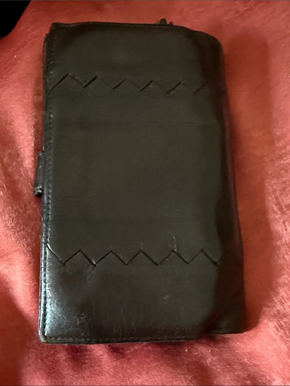 Bottega Veneta Brown Leather Snap Agenda Wallet with Zigzag Stitch
